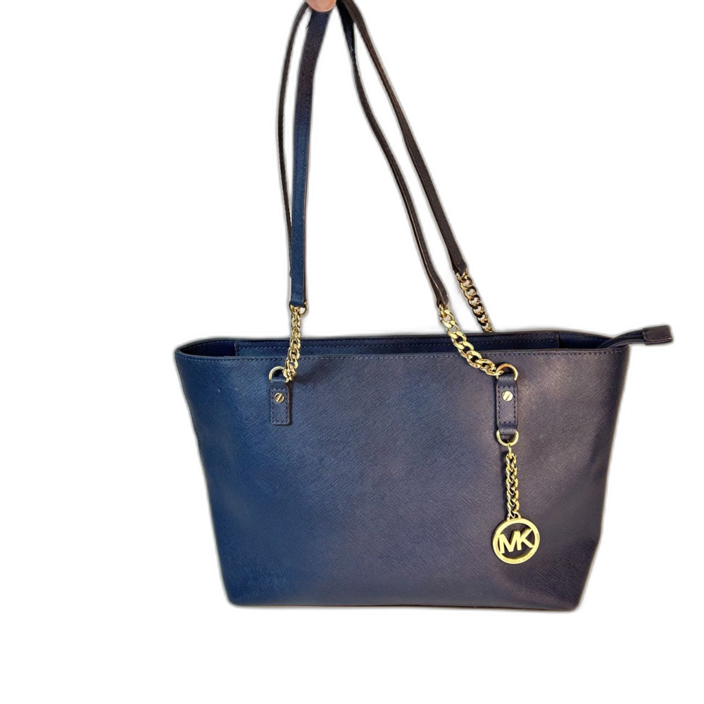 Michael Michael Kors NWOT Navy Saffiano Leather Chain Strap Tote Shoulder Bag